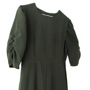 Amish Mennonite Cape Dress 38"B 30"W Handmade Modest Dark Green Fishtail Bottom